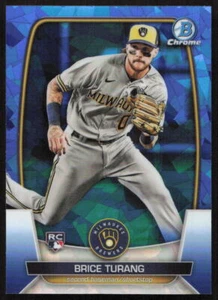 2023 Bowman Chrome Sapphire Edition #42 Brice Turang RC Milwaukee Brewers - Picture 1 of 2
