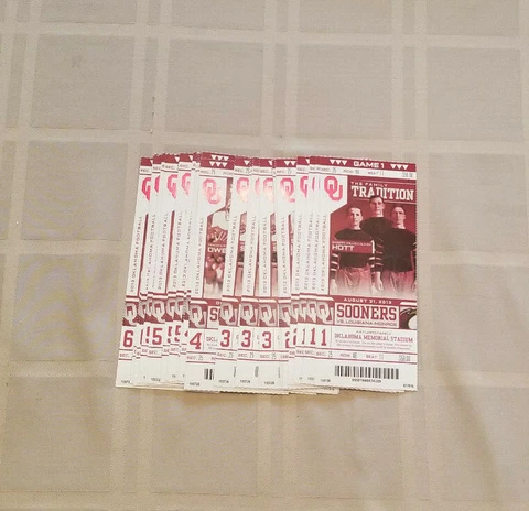2013 OKLAHOMA SOONERS FOOTBALL TICKET STUBS Cover
