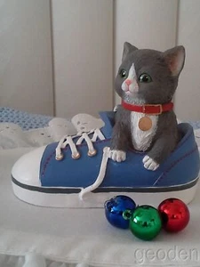 Lenox Curious Kitty Cat In A Blue Sneaker Kitten Figurine - Picture 1 of 8