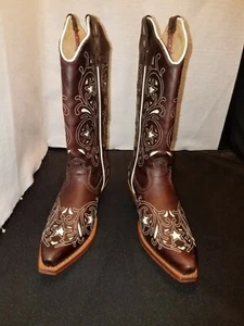 "BOTAS DE VAQUERO CON INCRUSTACIONES MARRONES CON 6B Twisted X "STEPPIN' OUT"" MARRÓN BLANCO ESTRELLA - Imagen 1 de 12