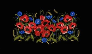 Flowers Machine Embroidery pattern. Poppies and cornflowers - Picture 1 of 9