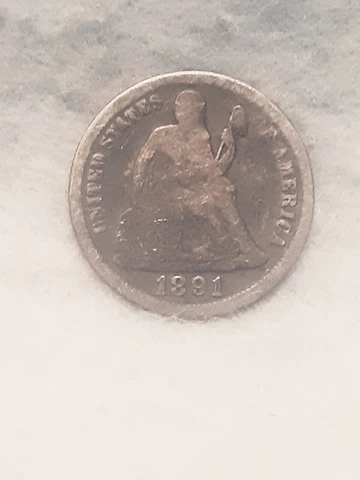 1891 ~ SEATED LIBERTY DIME ~ VG Cover