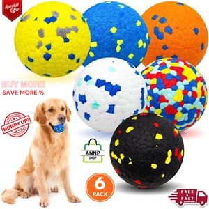 6 Pcs Dog Balls Tennis Ball for Aggressive Chewers Indestructible Dog Teething C - Picture 1 of 24