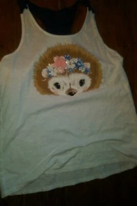 Guc tween girls 14 16 Justice sweet hedgehog lace detail back tank top - Picture 1 of 2