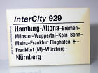Pancarte D'Itinéraire de Train Intercity 929 - Hambourg-Altona - Nuremberg