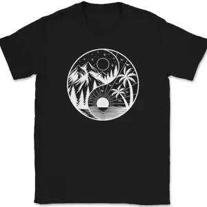 T-Shirt Nature Yin Yang Meditation Lebenskreis Taoismus Outdoor Frieden T-Shirt - Bild 1 von 10