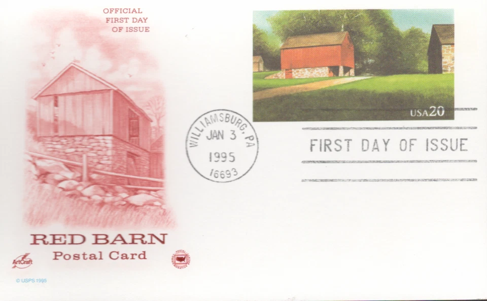 1995 FDC Postal Card- Scott# UX198 - PCS Cachet  UA - Image 1 of 1