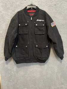 Snap On Jacket Mens Medium Utility Pocket RA Canvas Workwear Quilted Black Tools - Picture 1 of 10