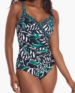 Miraclesuit Sanibel schlankmachender Bügel-Einteiler Badeanzug Palma Verde Größe 14 US - Bild 1 von 10