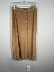 Vintage Liz Claiborne Damen hellbraun Kunstleder Knopf Midirock M - Bild 1 von 3