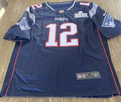 Tom Brady #12 New England Patriots NFL Nike Jersey Size XL Super Bowl LIII Patch - Image 1 of 4