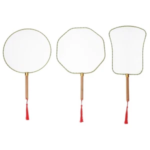 3 Pcs Blank Round Fan Handmade Diy Painting Fans Child Chinese for - Foto 1 di 11
