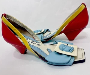 Irregular Choice Retro Multicolor Buckle Pumps Women’s US 8/UK 6/ EU 39 RARE - Picture 1 of 9