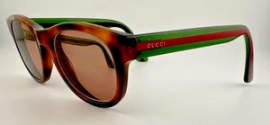 Monturas de gafas Gucci auténticas marrón tortuga transparente verde rojo 52-21-145 - Imagen 1 de 16