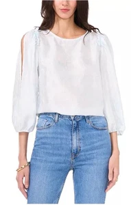 Vince Camuto Damen Rüschenbesatz Puff 3/4-Ärmel Top blau Neu mit Etikett - Bild 1 von 17