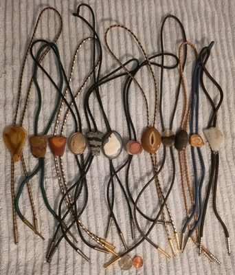 Lote De Colección De 12 Corbatas Bolo De Metal, Bonitos Diseños De Piedra Diferentes, Nativas, Más Foto 1 de 4