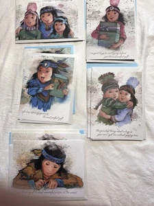 14 tarjetas de felicitación niños nativos americanos escuela india St. Labre con sobres - Imagen 1 de 6
