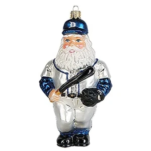 Baseballspieler Weihnachtsmann Poliertes Glas Weihnachtsschmuck Baumschmuck Neu - Bild 1 von 3