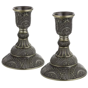 Set of 2 Taper Candle Holders Vintage Metal Pillar Candlestick Holders 4”H, E... - Picture 1 of 7