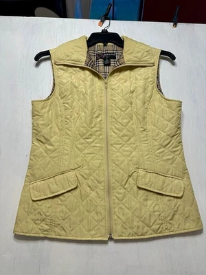 Peck & Peck Yellow Quilted Zip Vest Plaid Lining Sleeveless Jacket Size M - Image 1 of 4
