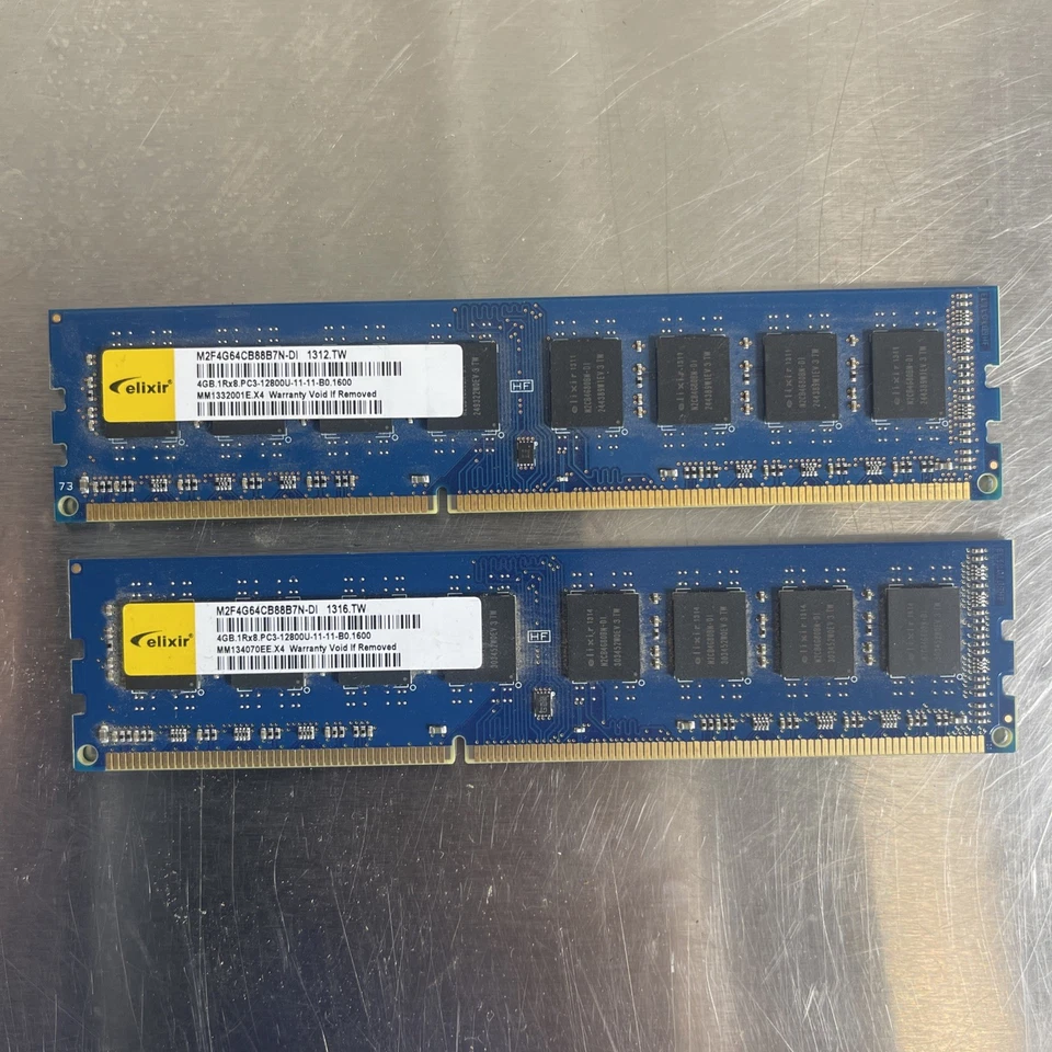 Elixir 8gb 2x 4gb Ram Stick PC3 12800u M2f4g64cb887n 1312.tw PC Computer Parts - Image 1 of 2