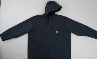 Carhartt Rain Defender Fleece Lined Shirt Jac Jacket Mens 3XL Hooded Navy TJ5022 - Image 1 of 4