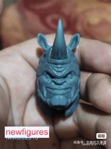 Cabeza de animal de rinoceronte esculpida 1/6 1/12 1/18 para figura de acción masculina de 12" 6" juguetes corporales - Imagen 1 de 7