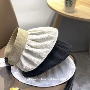 Sun Hat Woman Sunshade Sunscreen Hat Large Brim Hepburn Wind Empty Top Hat - Picture 1 of 15