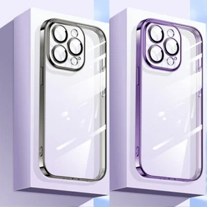 ShockProof Plating TPU Clear Silicone Case For iPhone 16 15 14 13 Pro Max Cover - Picture 1 of 15
