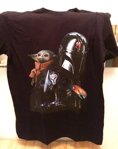 Star Wars T-Shirt Mandalorian Large Black New - Picture 1 of 4