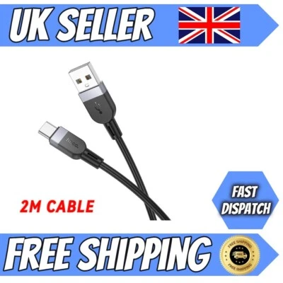 USB A к типу C кабель быстрое зарядное устройство для Samsung Iphone длинный свинец 2 м ПРОДАВЕЦ ИЗ ВЕЛИКОБРИТАНИИ - Изображение 1 из 4