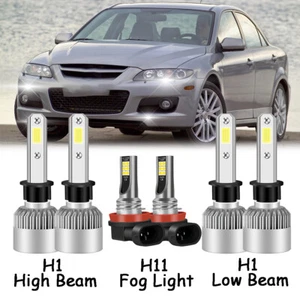 For Mazda 6 2006 2007 2008 LED Headlight High/Low +Fog Light Bulbs Combo 6000K - Picture 1 of 10