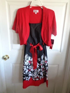 NWT - R&K - Girl's - Red / Black - Flower - 2-Piece Dress - Size 12 - Picture 1 of 3