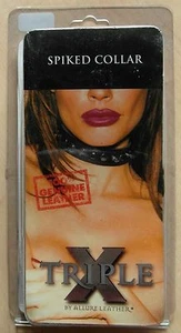 Allure Leder Triple X Stachelhalsband mit verstellbarer Schnalle - Echtleder - Bild 1 von 3
