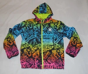 Windbreaker w/hood Youth HURLEY Neon Graffiti Printed Lined Windbreaker M - Picture 1 of 4