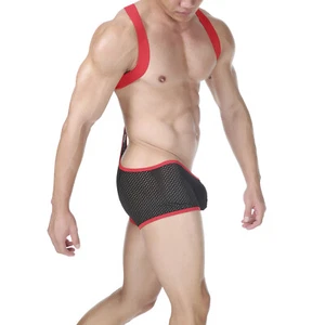 Herren Bodysuit Wrestling Singlet Mesh Unterwäsche Sexy Overall Chest Harness - Picture 1 of 27