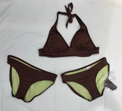 Athleta Size XS Lightly Worn Brown Bikini Top and 2 Pairs Bottoms - Image 1 of 4