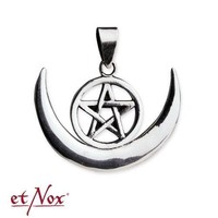 Echt etNox Pentagramm Im Mond Anhänger 925er Silber Symbol Schmuck - Neu