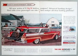 Mercury Colony Park 1957 camioneta de la estación Voyager original anuncio impreso de 2 páginas - Imagen 1 de 1