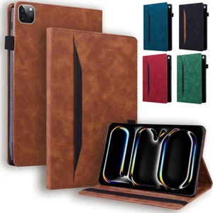 For Apple iPad Pro 13" 11" M4 / Air 13'' 11'' M2 2024 Leather Stand Case Cover - Picture 1 of 65