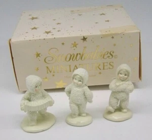 JUEGO DE 3 DE COLECCIÓN 1998 DEPT 56 SNOWBABIES MINIATURA ""DANCIN TO A TUNE"" PINTADO A MANO - Imagen 1 de 4
