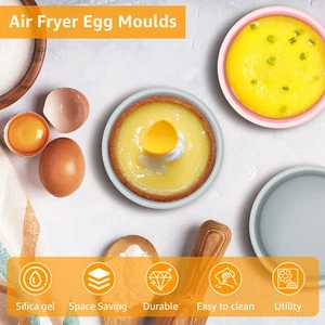 4Pcs Air Fryer Egg Moulds Non-Stick Silicone Ramekins 4inch Air Fryer Egg~` - Picture 1 of 12