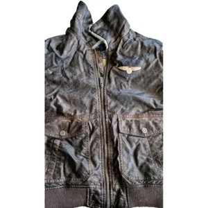 Richtig coole Bikerjacke, Gr. 164, dunkelbraun, m. Teddyfell, Fliegeraplikation - Bild 1 von 6