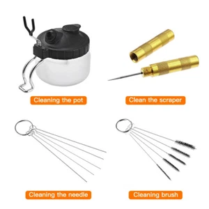 304ML Airbrush Cleaning Pot Glass Air Brush Holder Clean Paint Jar Bottle Kit - Picture 1 of 9