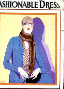 FASHIONABLE DRESS MAGAZINE Feb 1928 Evelyn Browne Cover Fashion Illustrations - Imagen 1 de 3