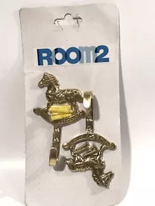 Set Of 2 Rocking Horse Nursery Room Hooks or Tie Backs - Picture 1 of 2