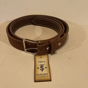 Neu mit Etikett Texas Saddlery 48 Zoll Leder Wildleder silberne Schnalle Gürtel - Bild 1 von 5