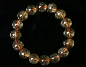 100% Natural Crystal AAA High Quality Yellow Hair Crystal Bracelet 8-9MM - Picture 1 of 3