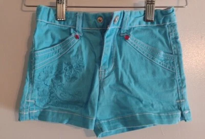 Pantalones Cortos Sketchers Azul Turquesa Bordados Con Joyas Rosas Niñas Talla 5 Niños Foto 1 de 4