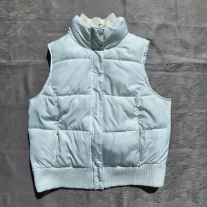 White Puffer Padded Vest Pockets Full Zip & Snap Women's Sz L MERONA Please Read - Picture 1 of 10